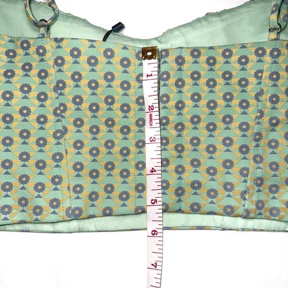 NWT ZARA green multicolored patterned corset crop tank top Size Small - Picture 8 of 11